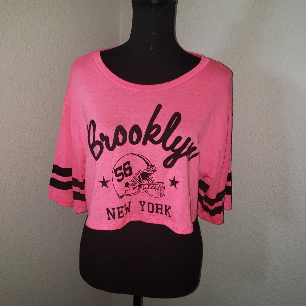 Ladies Brooklyn NY 56 Stylish Hot Pink Crop Top